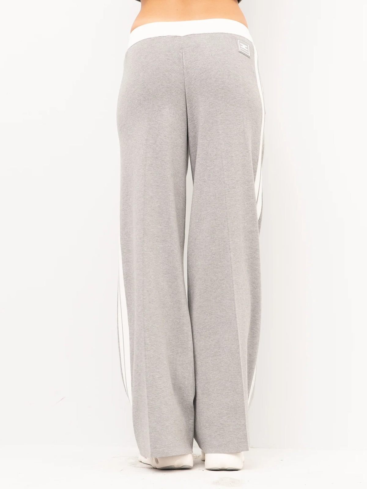 ELISABETTA FRANCHI Pantalone Maglia Viscosa Bande-Grigio/Avorio