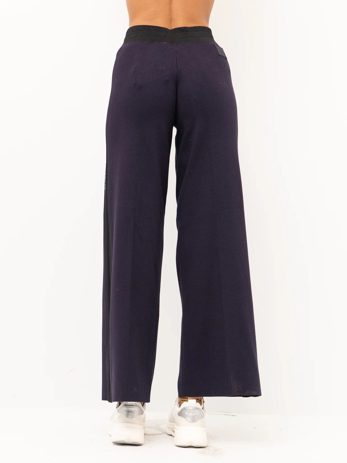 ELISABETTA FRANCHI Pantalone Maglia Viscosa Bande-Blu/Nero