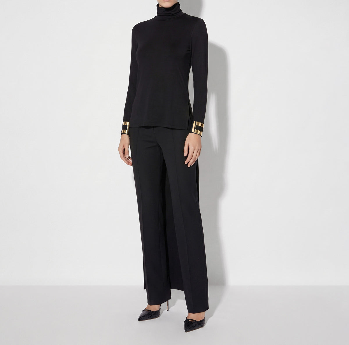 ELISABETTA FRANCHI Maglia Jersey Lucido Taglio Asimmetrico-Nero