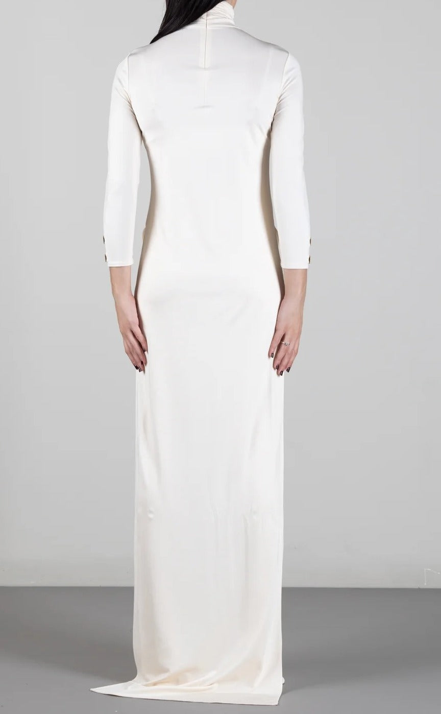 ELISABETTA FRANCHI Maglia Jersey Lucido Taglio Asimmetrico-Burro