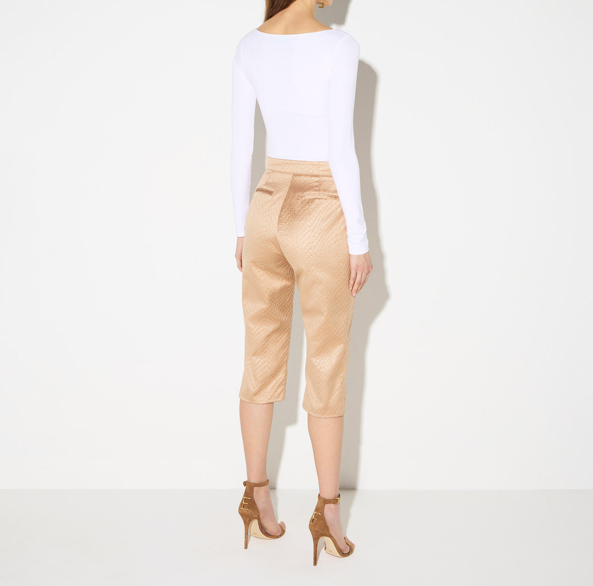 ELISABETTA FRANCHI Maglia Jersey Viscosa Placca Logo-Avorio