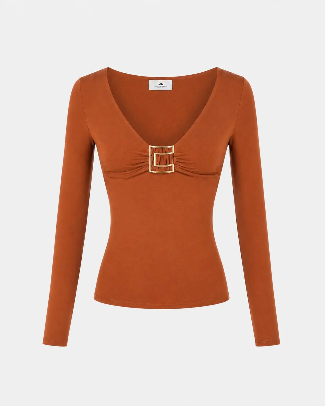 ELISABETTA FRANCHI Maglia Jersey Viscosa Placca Logo-Sigaro