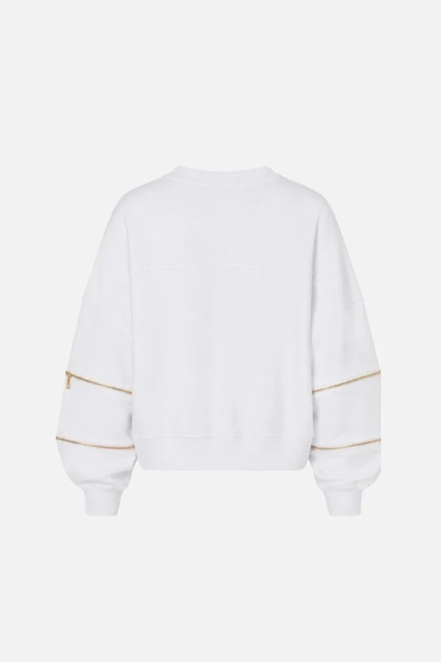 ELISABETTA FRANCHI Felpa Cotone Dettaglio Zip-Gesso