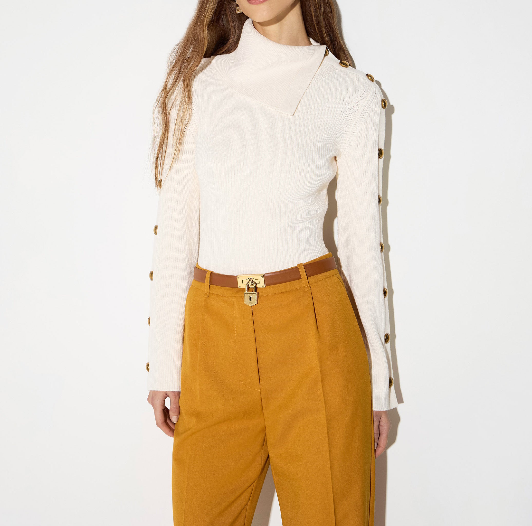 ELISABETTA FRANCHI Pullover Maglia Bottoni-Burro