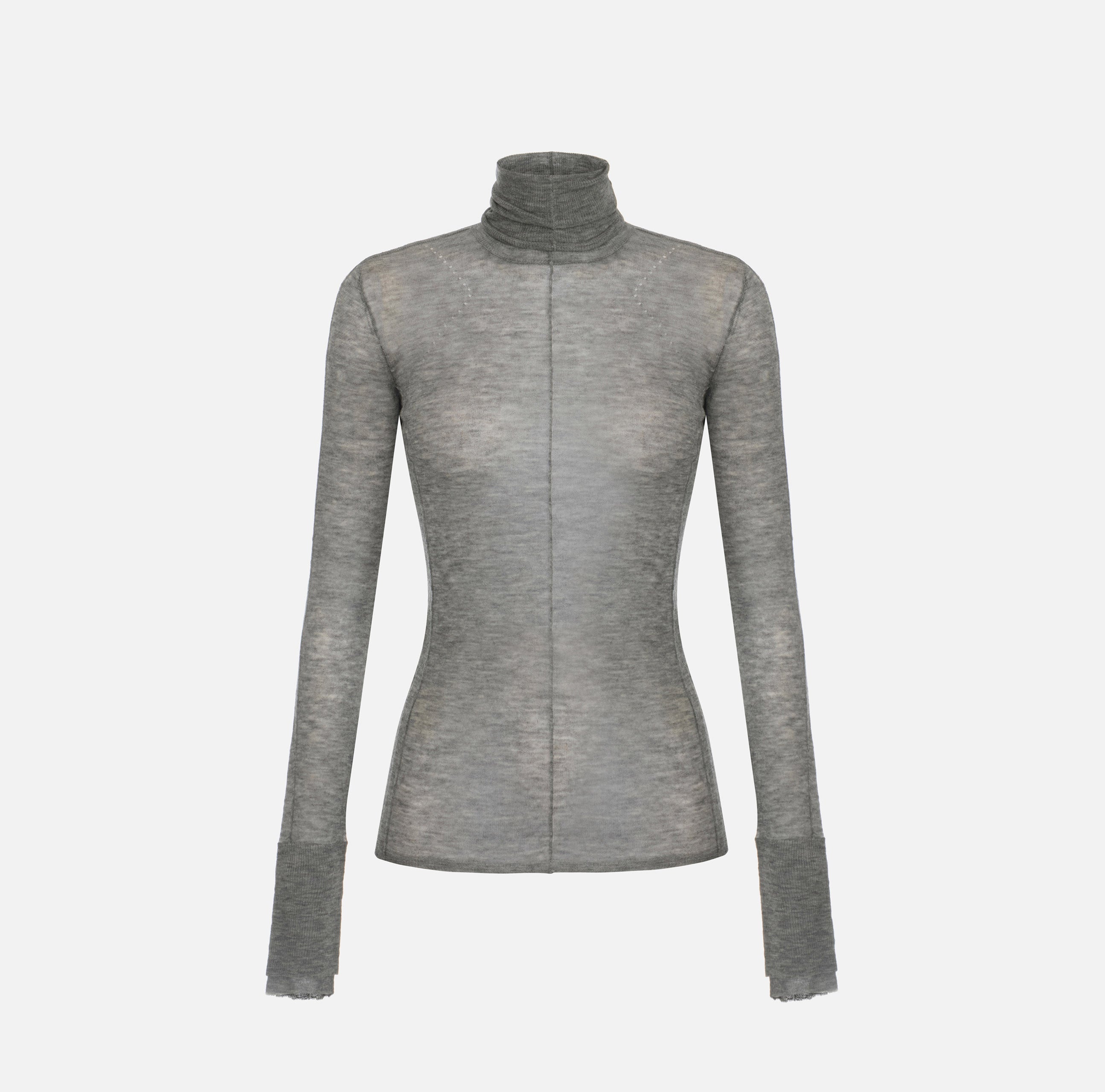 ELISABETTA FRANCHI Maglia Lana Nervature Traforature-Grigio Melange