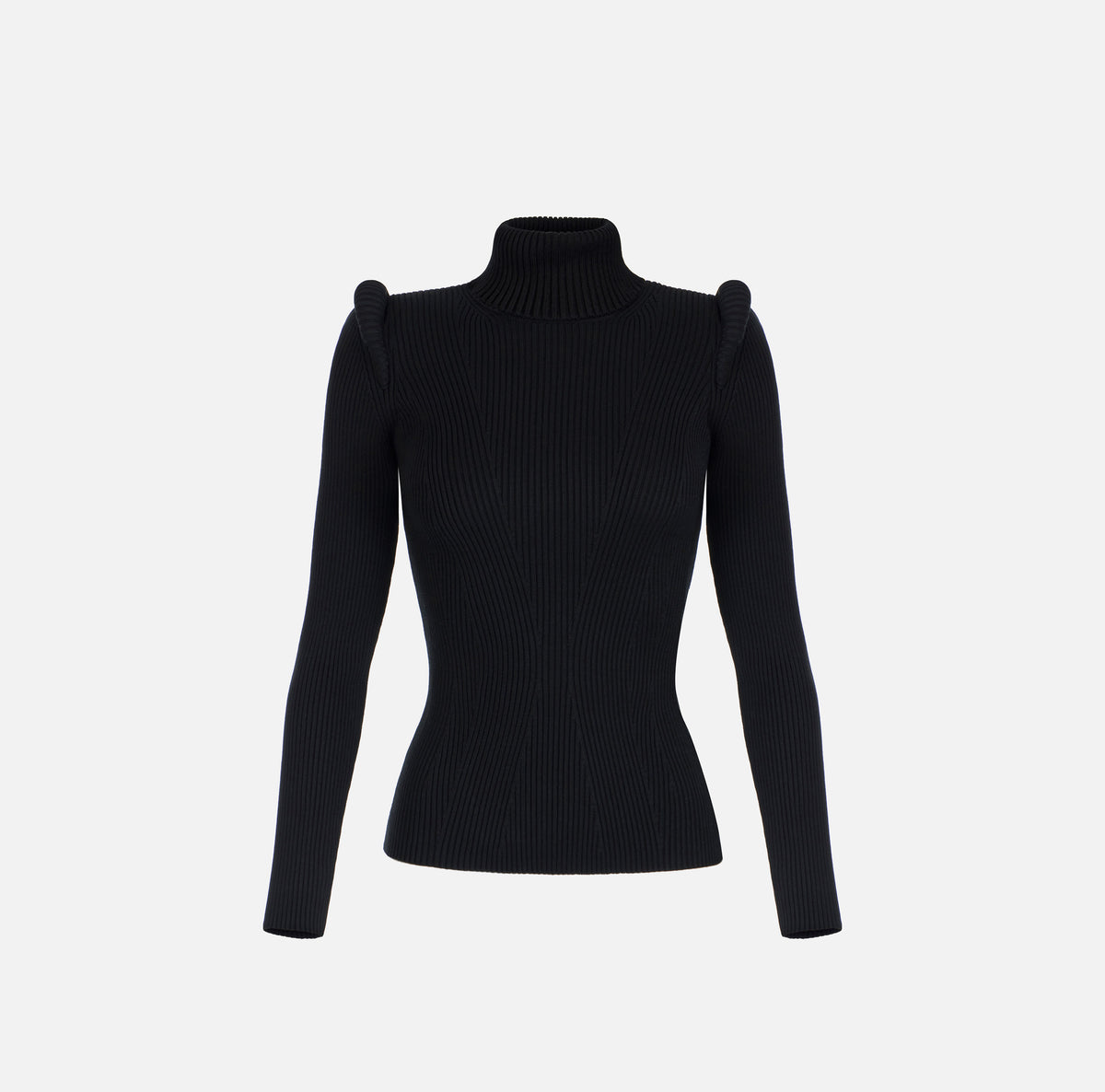 ELISABETTA FRANCHI Maglia Dolcevita Costine 3D-Nero