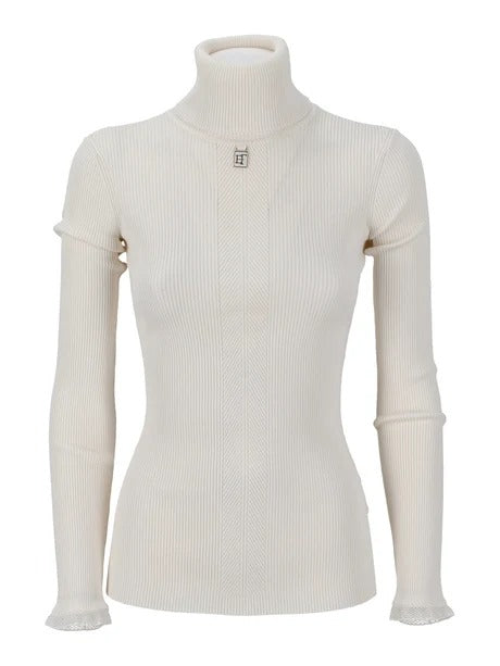 ELISABETTA FRANCHI Maglia Dolcevita Costine-Burro