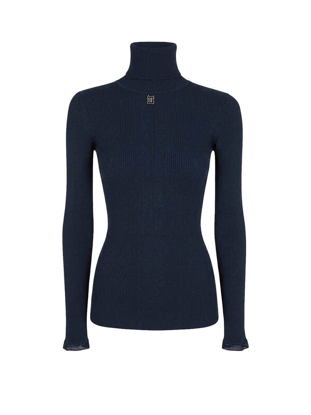 ELISABETTA FRANCHI Maglia Dolcevita Costine-Blu Notte