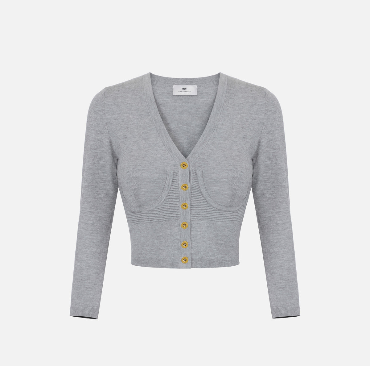 ELISABETTA FRANCHI Cardigan Bustier Maglia-Grigio Melange