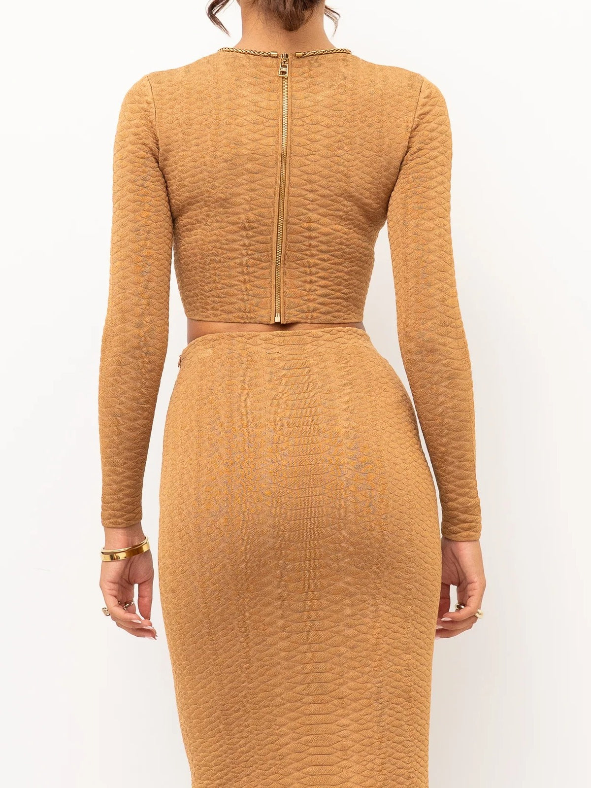 ELISABETTA FRANCHI Maglia Crop Trama Snake-Daino