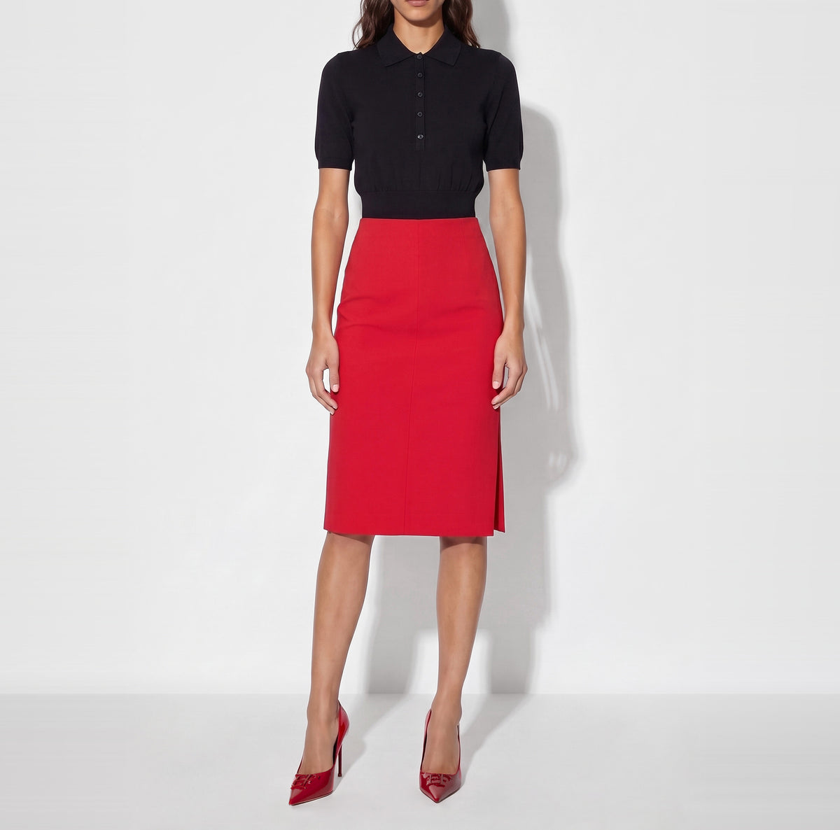 ELISABETTA FRANCHI Polo Maglia Viscosa-Nero
