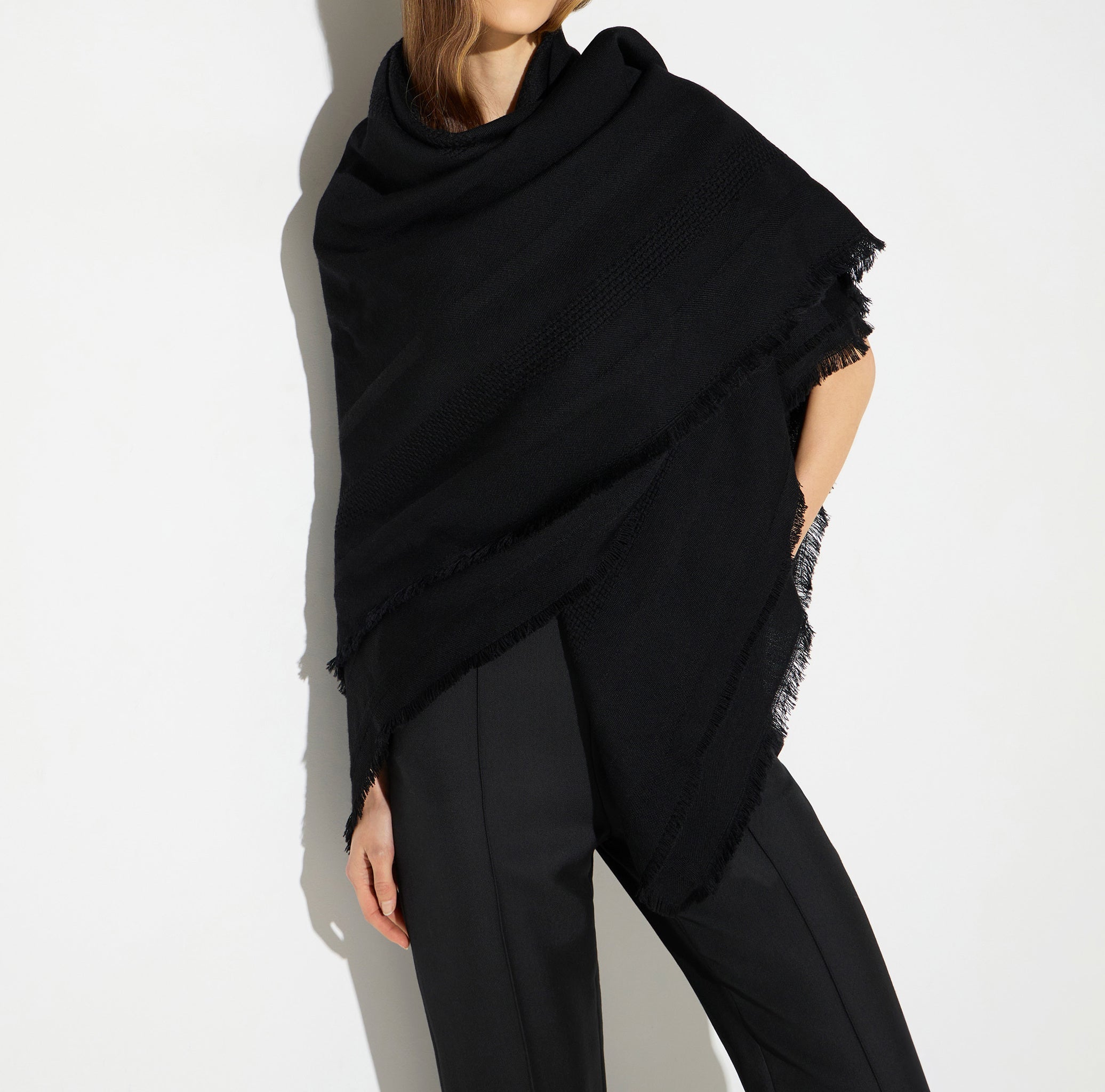 ELISABETTA FRANCHI Mantella Lana Logo-Nero