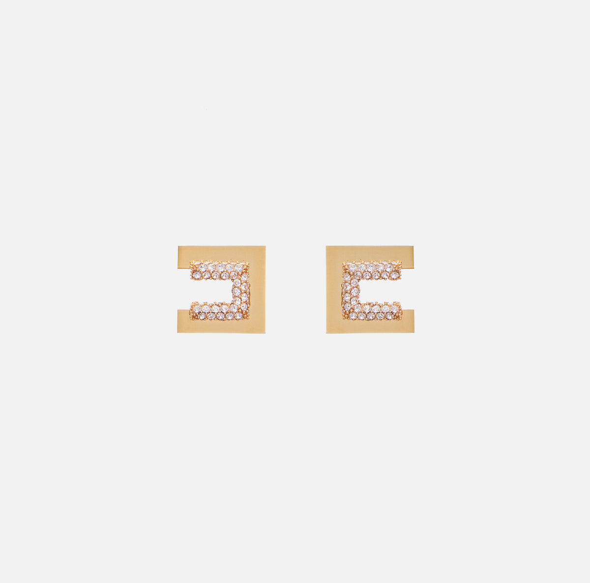 ELISABETTA FRANCHI Orecchini Logo Strass-Oro Giallo