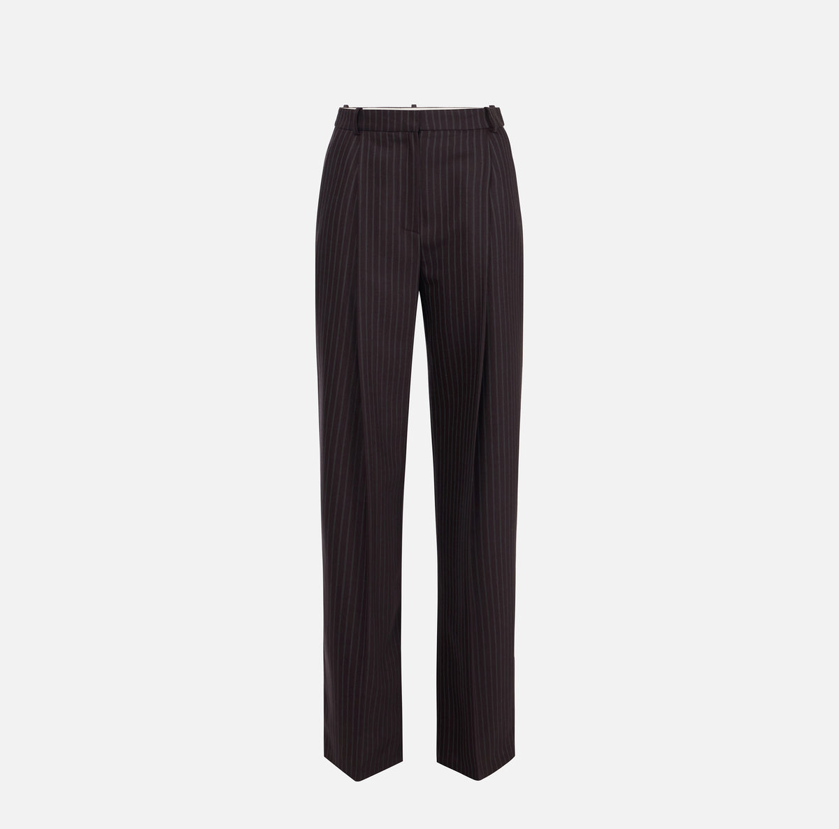 ELISABETTA FRANCHI Pantalone Palazzo Fresco Lana Gessato-Dark Chocolate/Glass