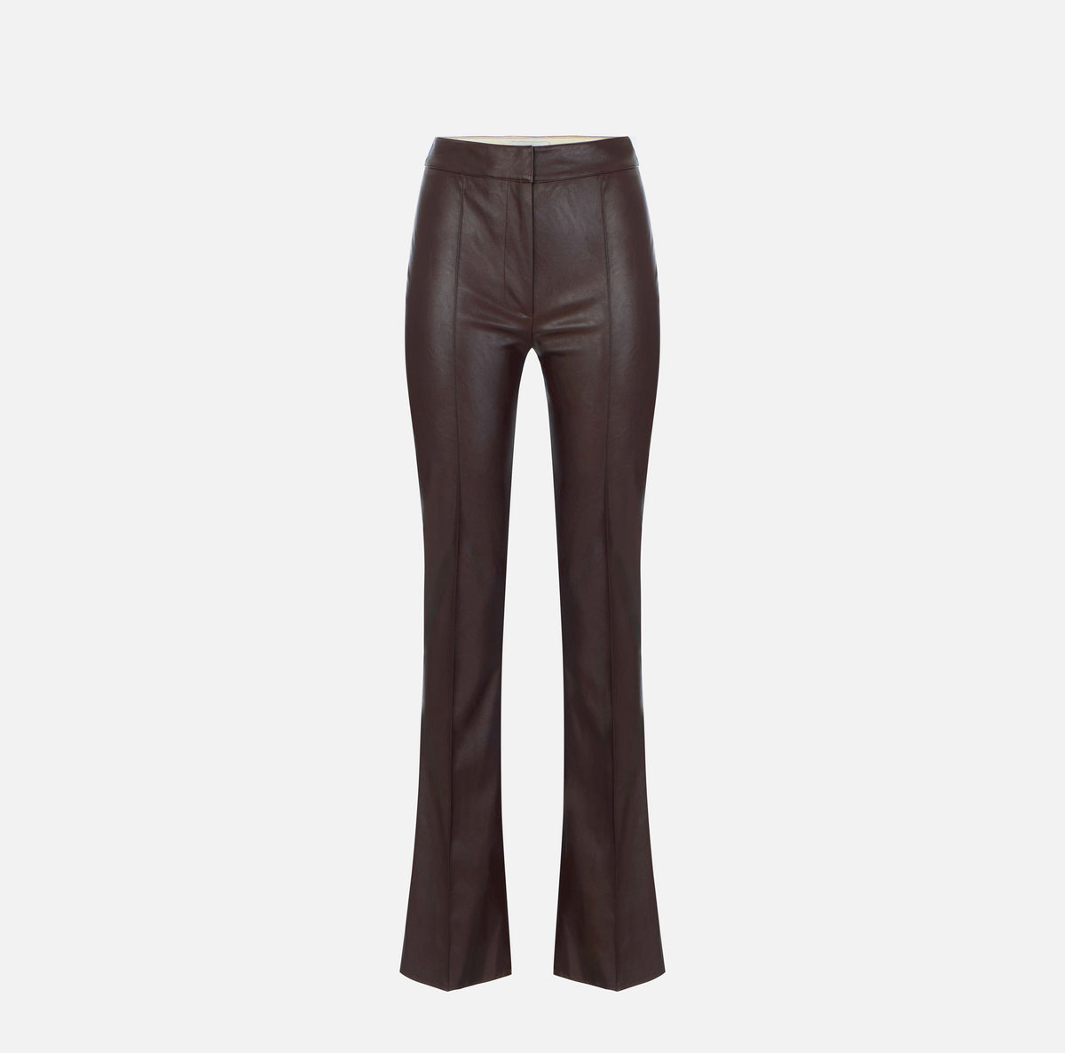 ELISABETTA FRANCHI PANTALONE Ecopelle Nervature-Dark Chocolate