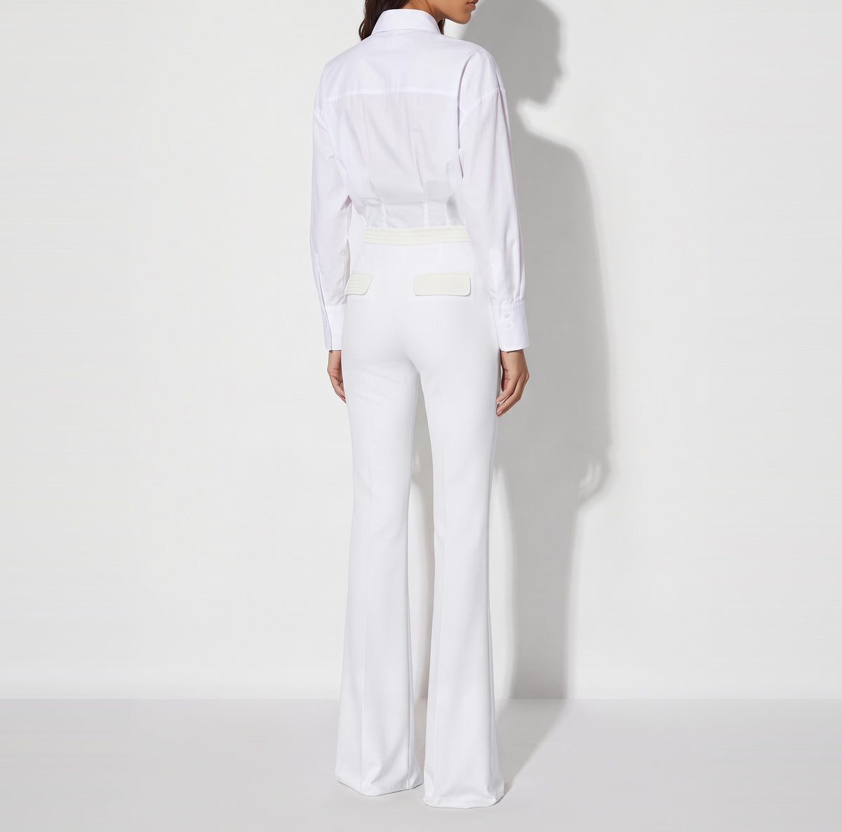 ELISABETTA FRANCHI PANTALONE doppio crêpe Raso-Avorio