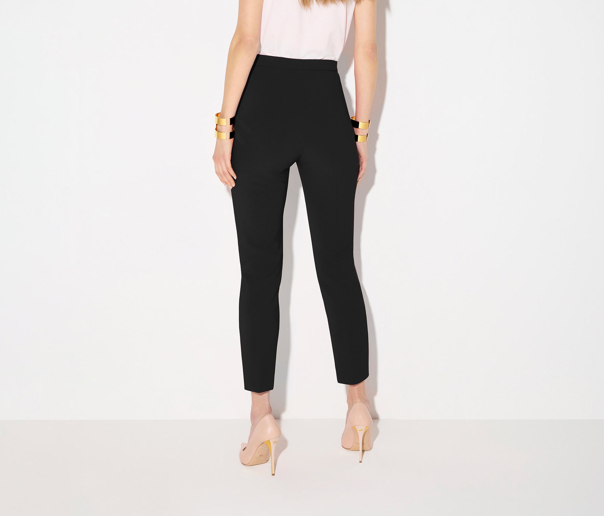 ELISABETTA FRANCHI Pantalone doppio crêpe Morsetto Logo-Nero
