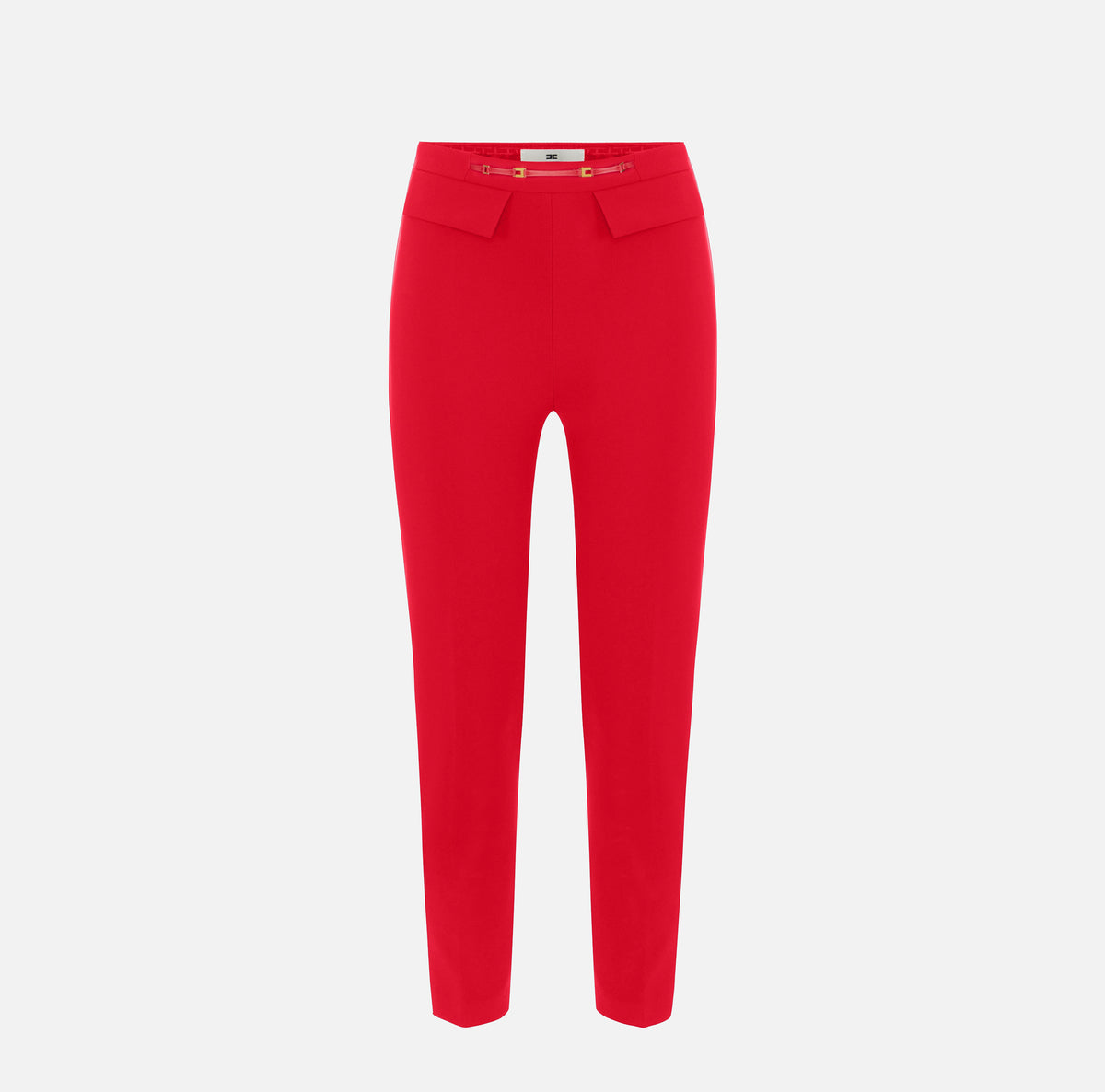 ELISABETTA FRANCHI Pantalone doppio crêpe Morsetto Logo-Red Passion