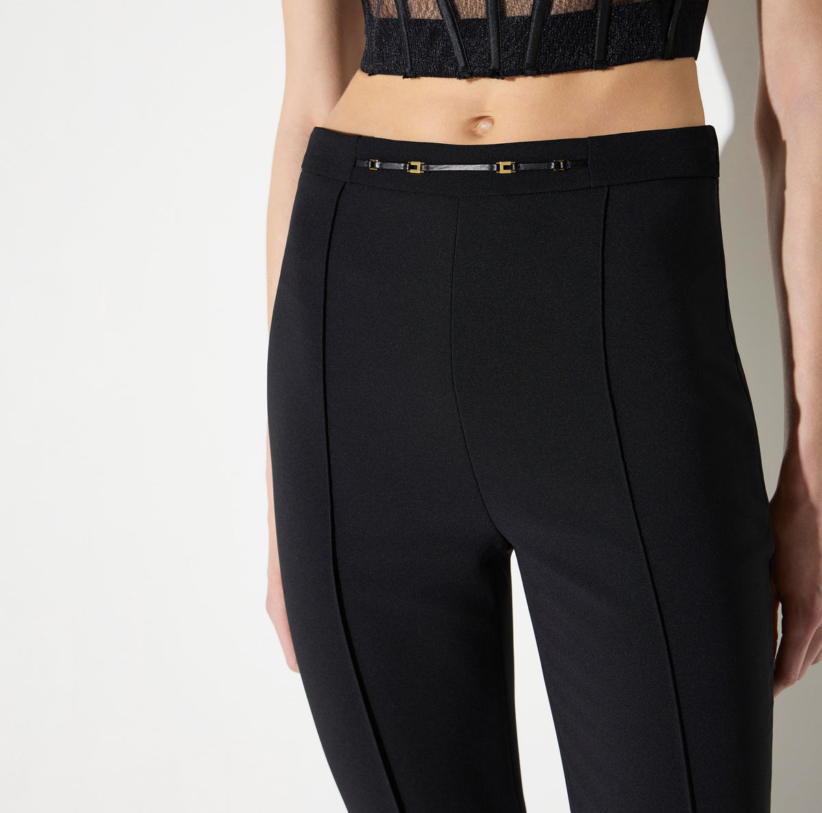 ELISABETTA FRANCHI PANTALONE doppio crêpe Morsetto-Nero