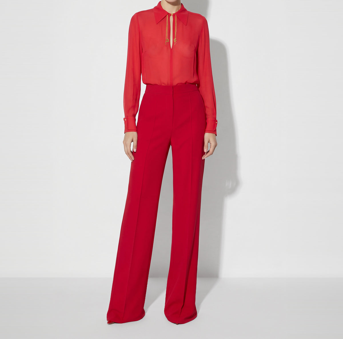 ELISABETTA FRANCHI PANTALONE crêpe-Red Passion