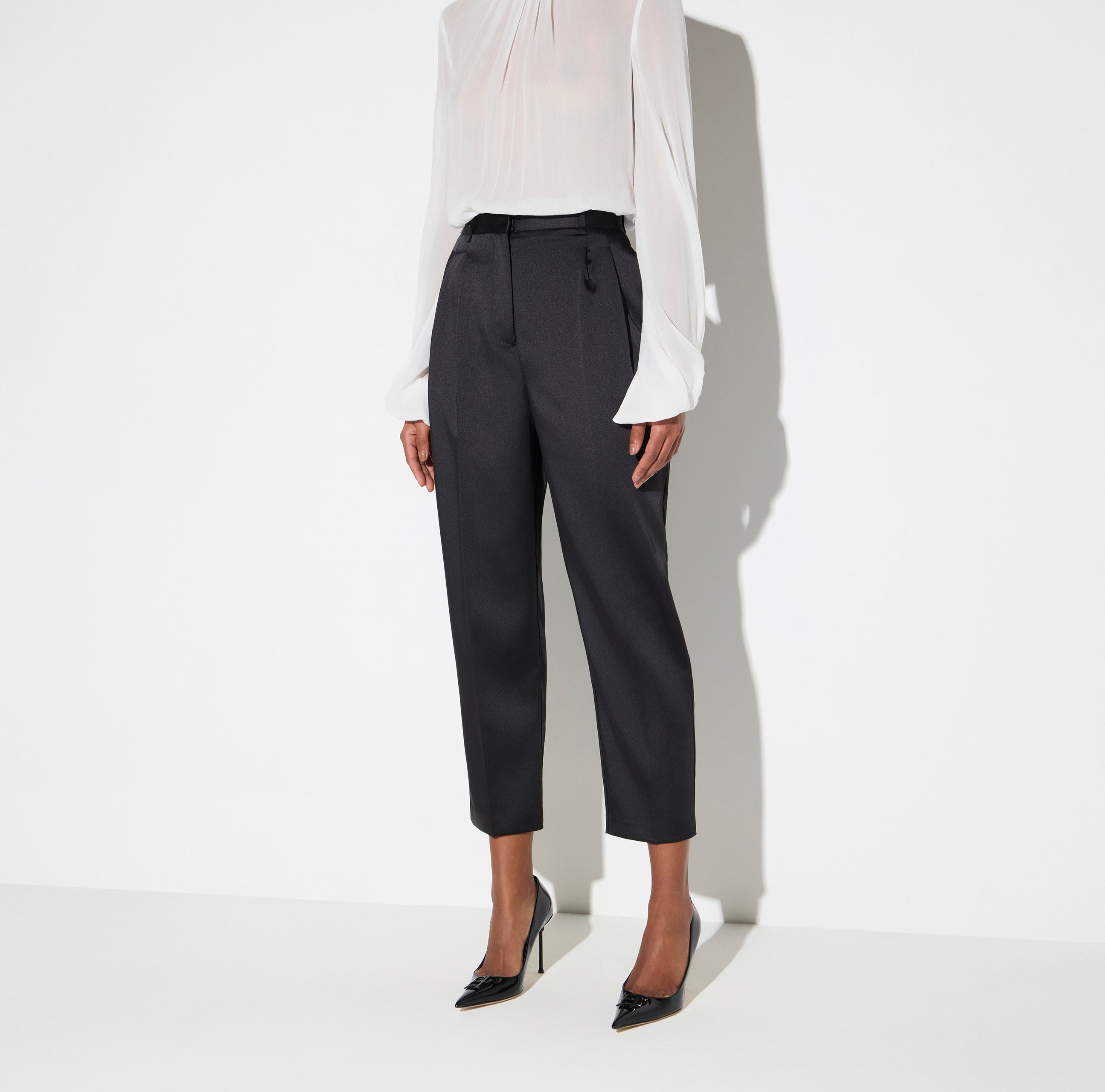 ELISABETTA FRANCHI Pantalone Raso Stretch-Nero