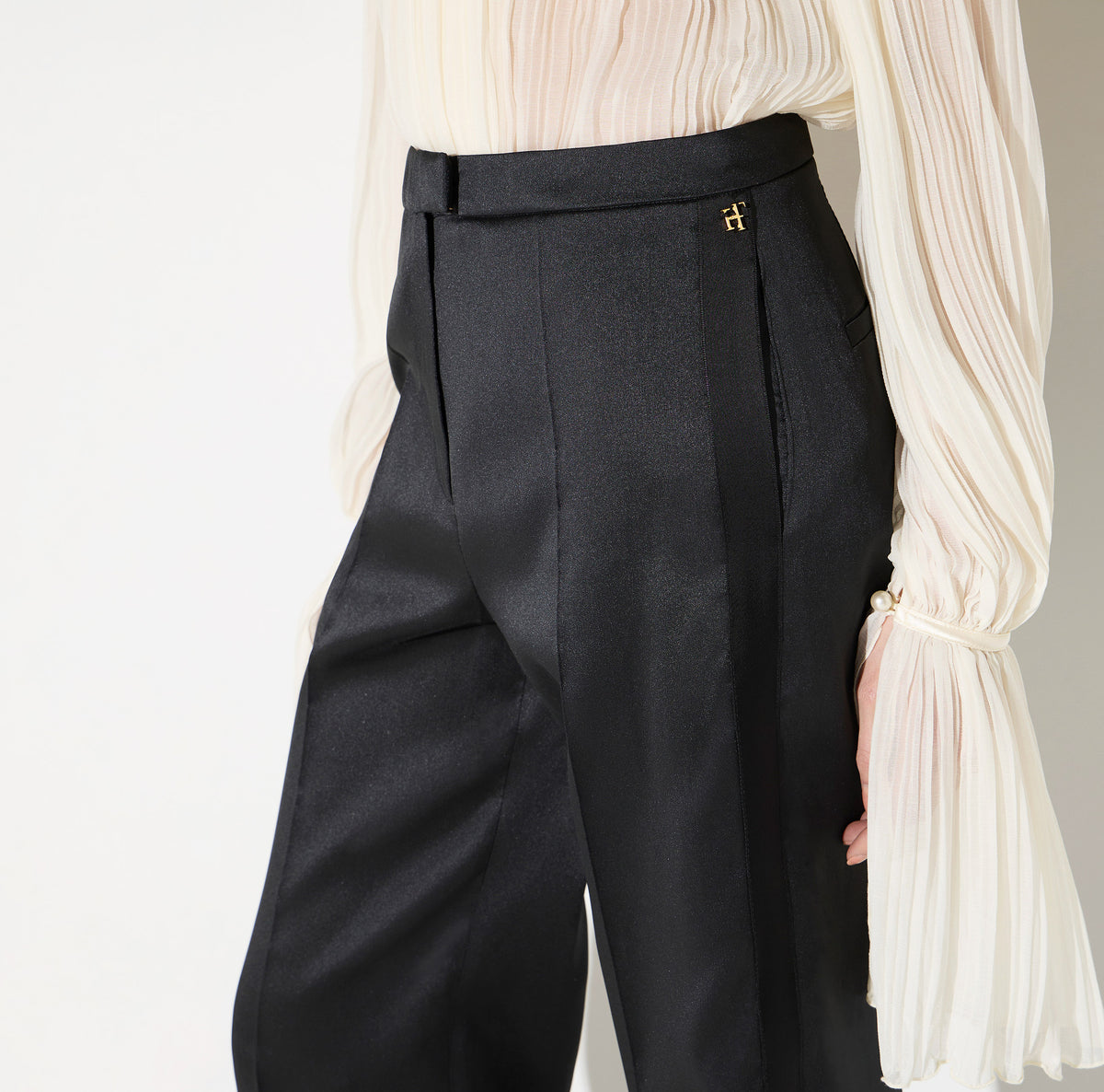 ELISABETTA FRANCHI PANTALONE Gazar Raso-Nero