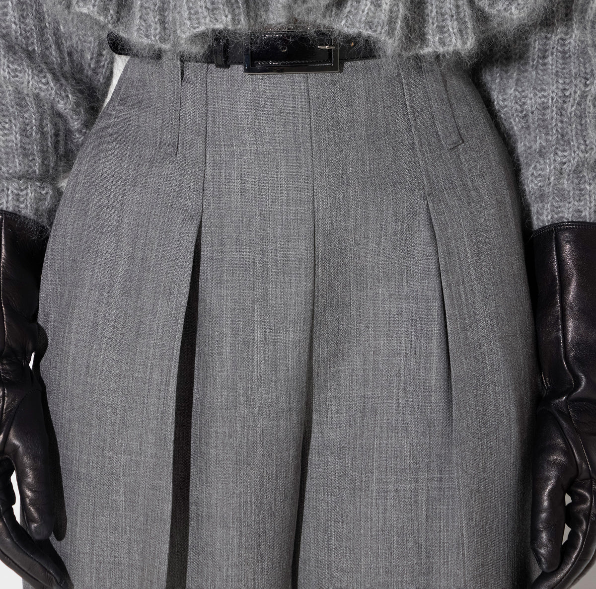 ELISABETTA FRANCHI PANTALONE Lana CINTURA-Grigio Melange