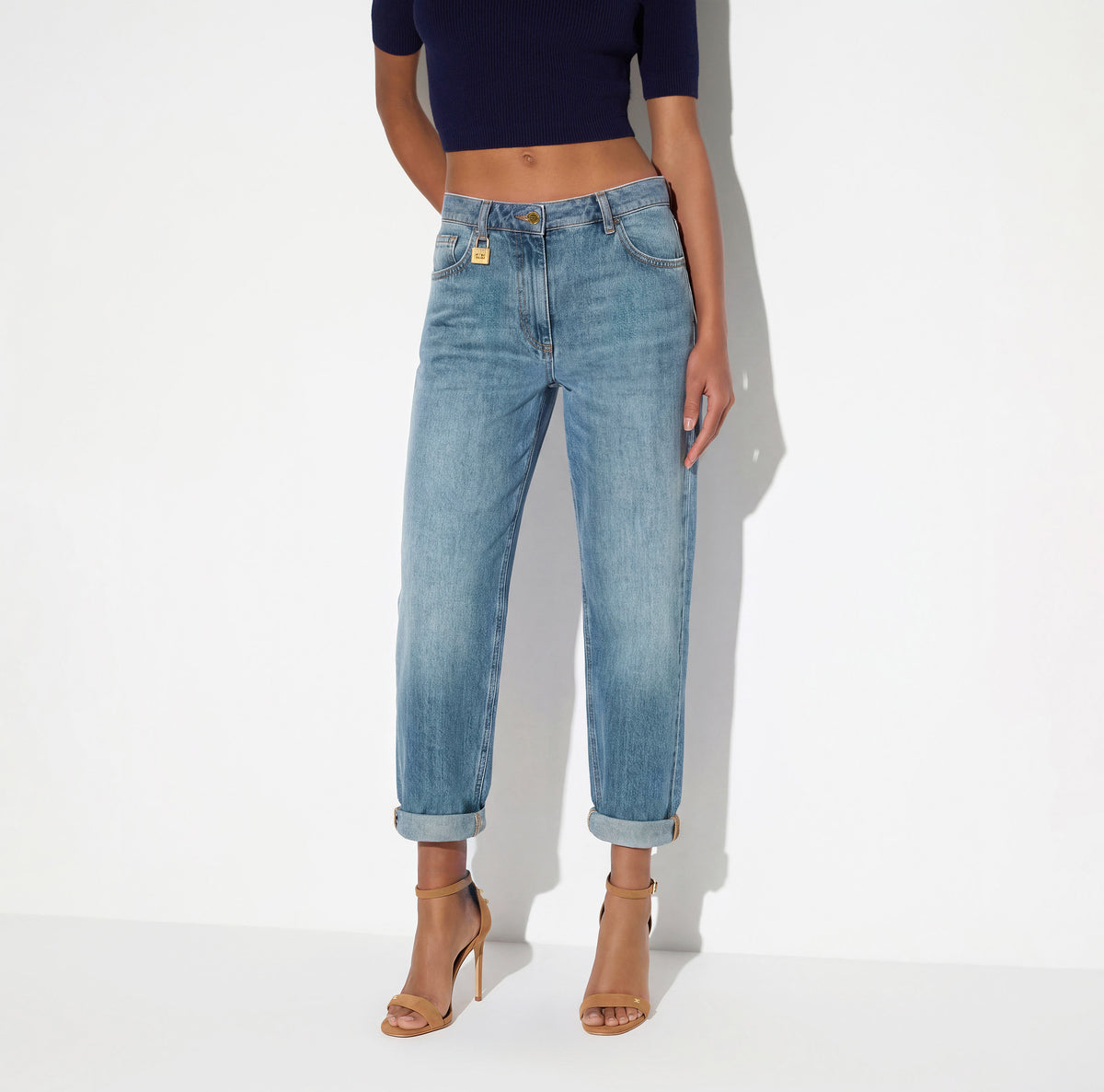 ELISABETTA FRANCHI Jeans Boyfriend Lucchetto-Blue Vintage
