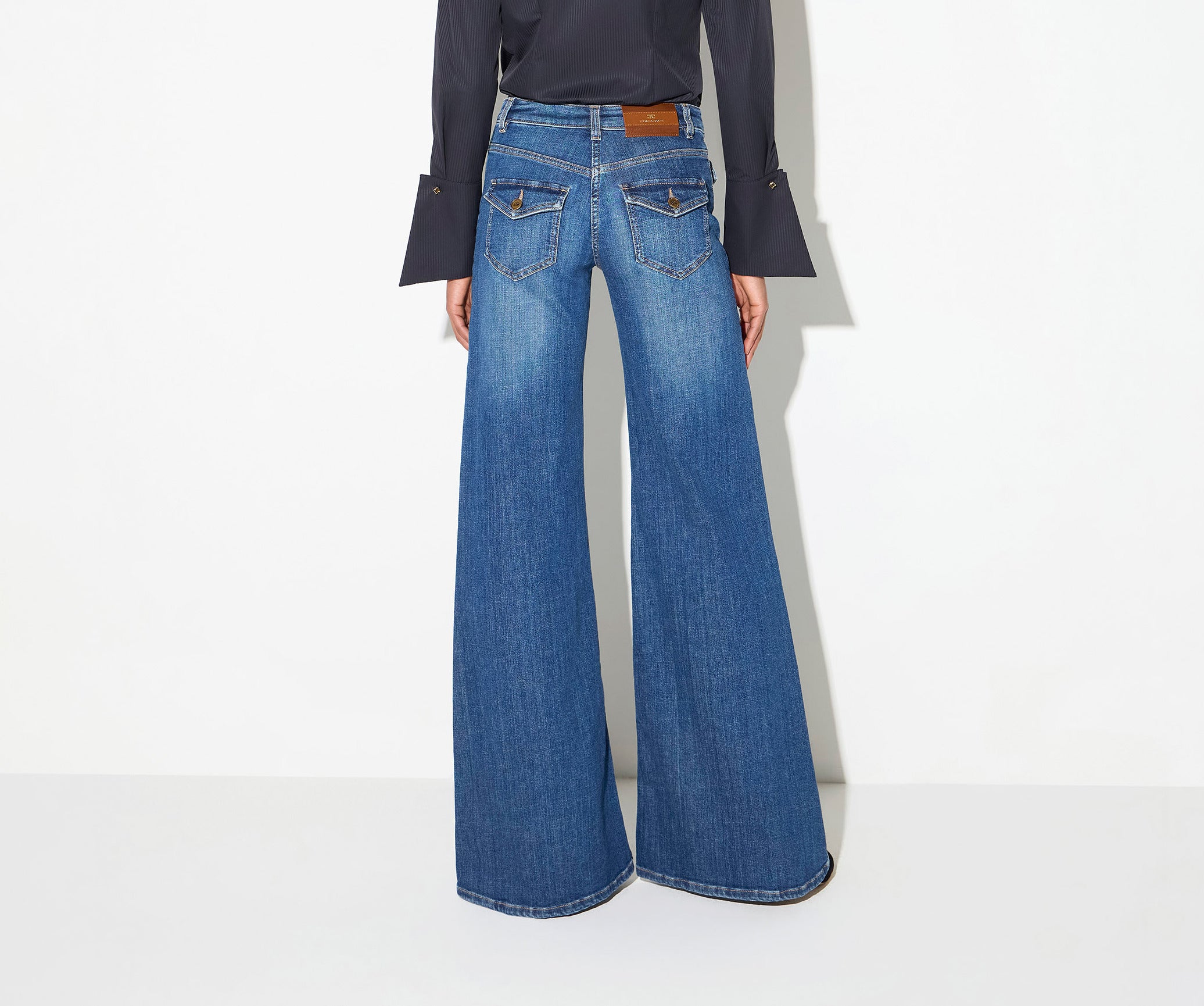 ELISABETTA FRANCHI Jeans Zampa Taschini-Blue Vintage