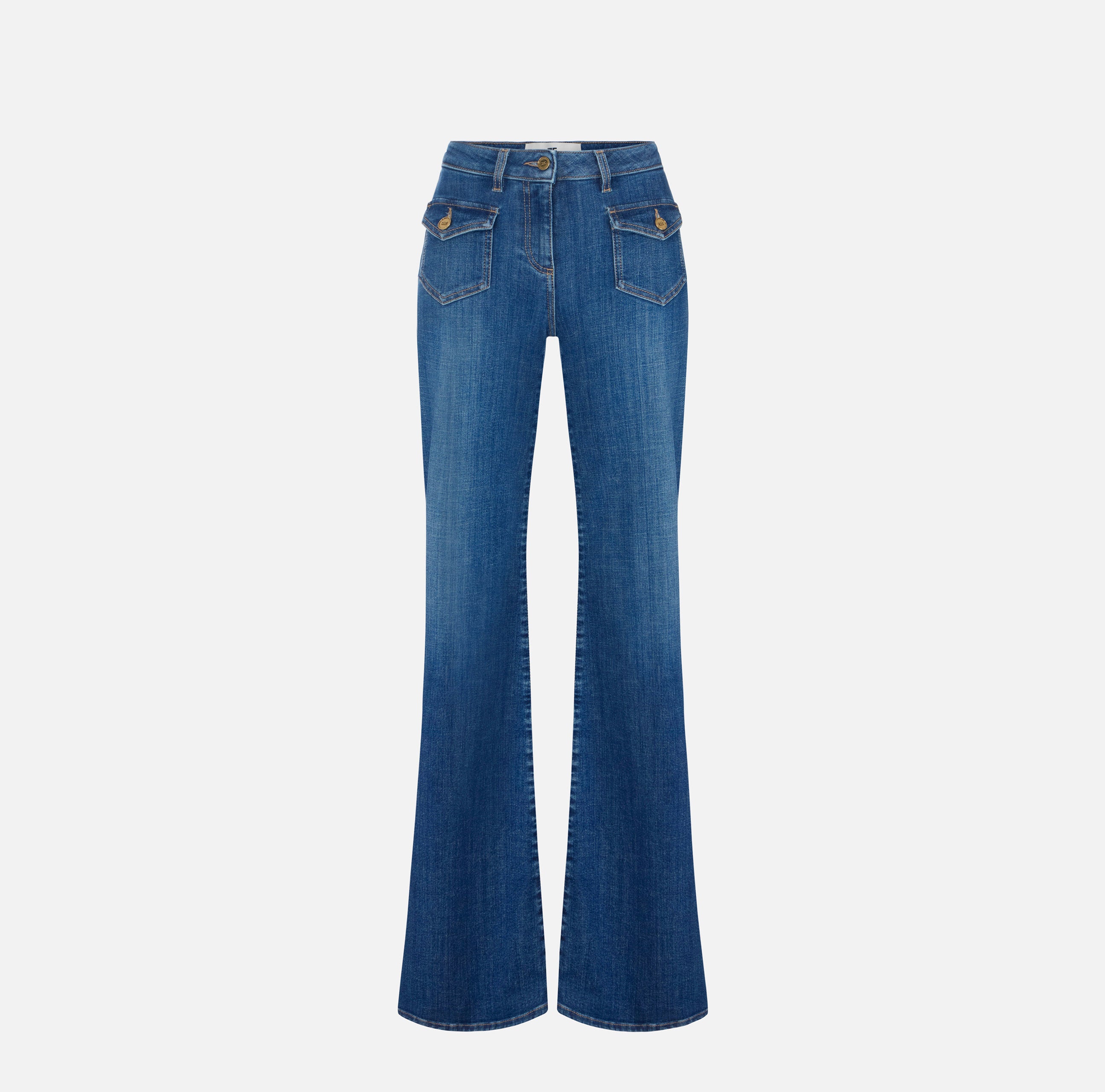 ELISABETTA FRANCHI Jeans Zampa Taschini-Blue Vintage