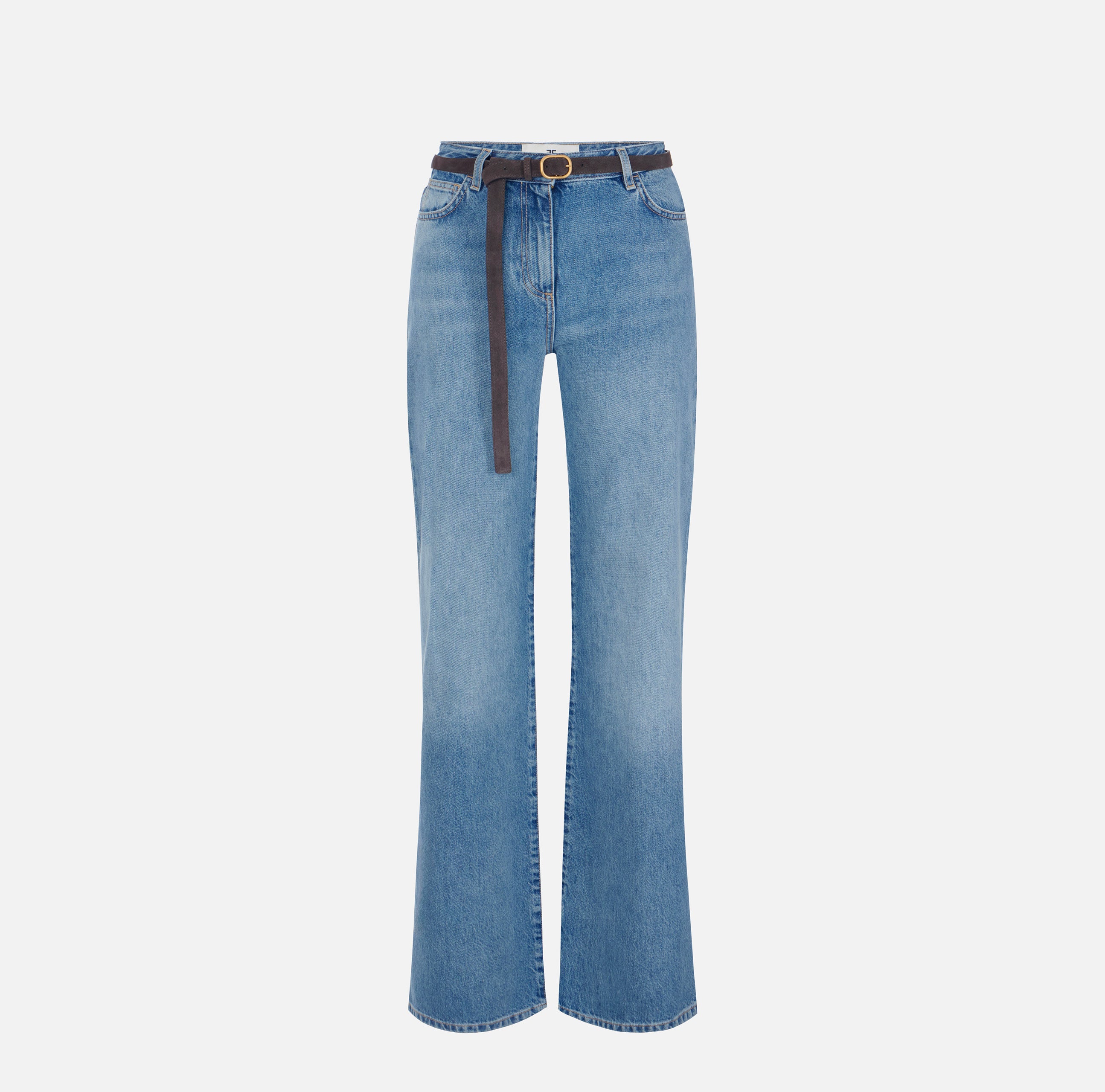 ELIABETTA FRANCHI Jeans Palazzo Cintura-Blue Vintage