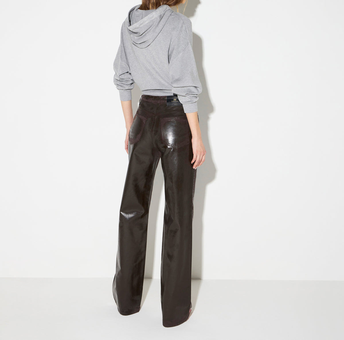 ELISABETTA FRANCHI JEANS Loose Laminato-Dark Chocolate