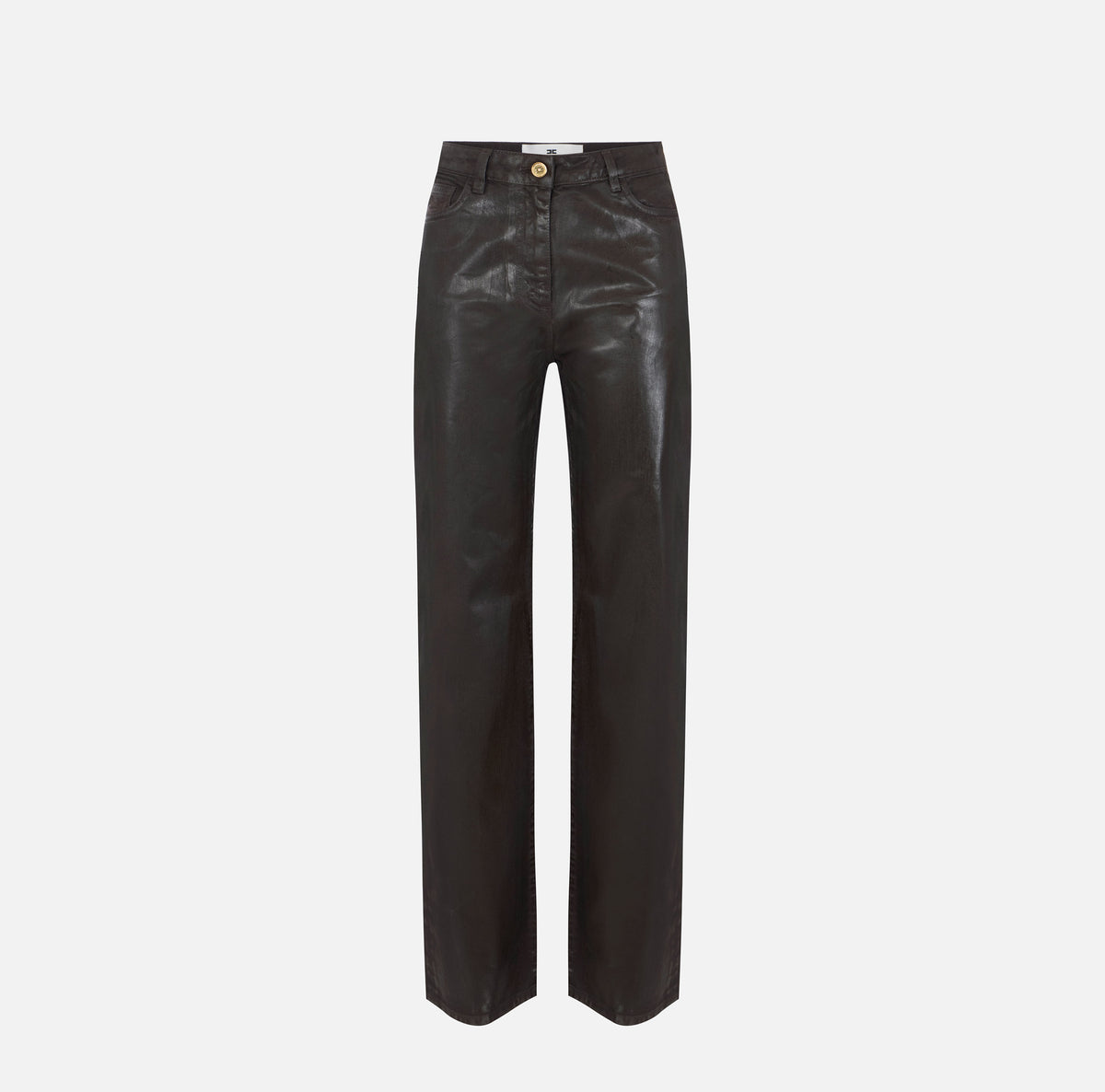 ELISABETTA FRANCHI JEANS Loose Laminato-Dark Chocolate