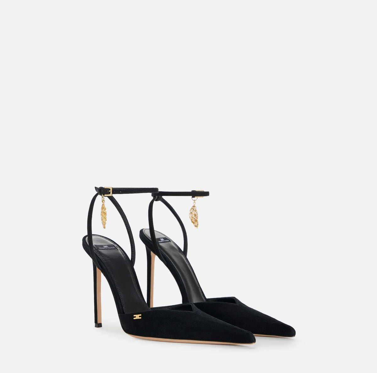 ELISABETTA FRANCHI Sandalo Suede Piuma-Nero