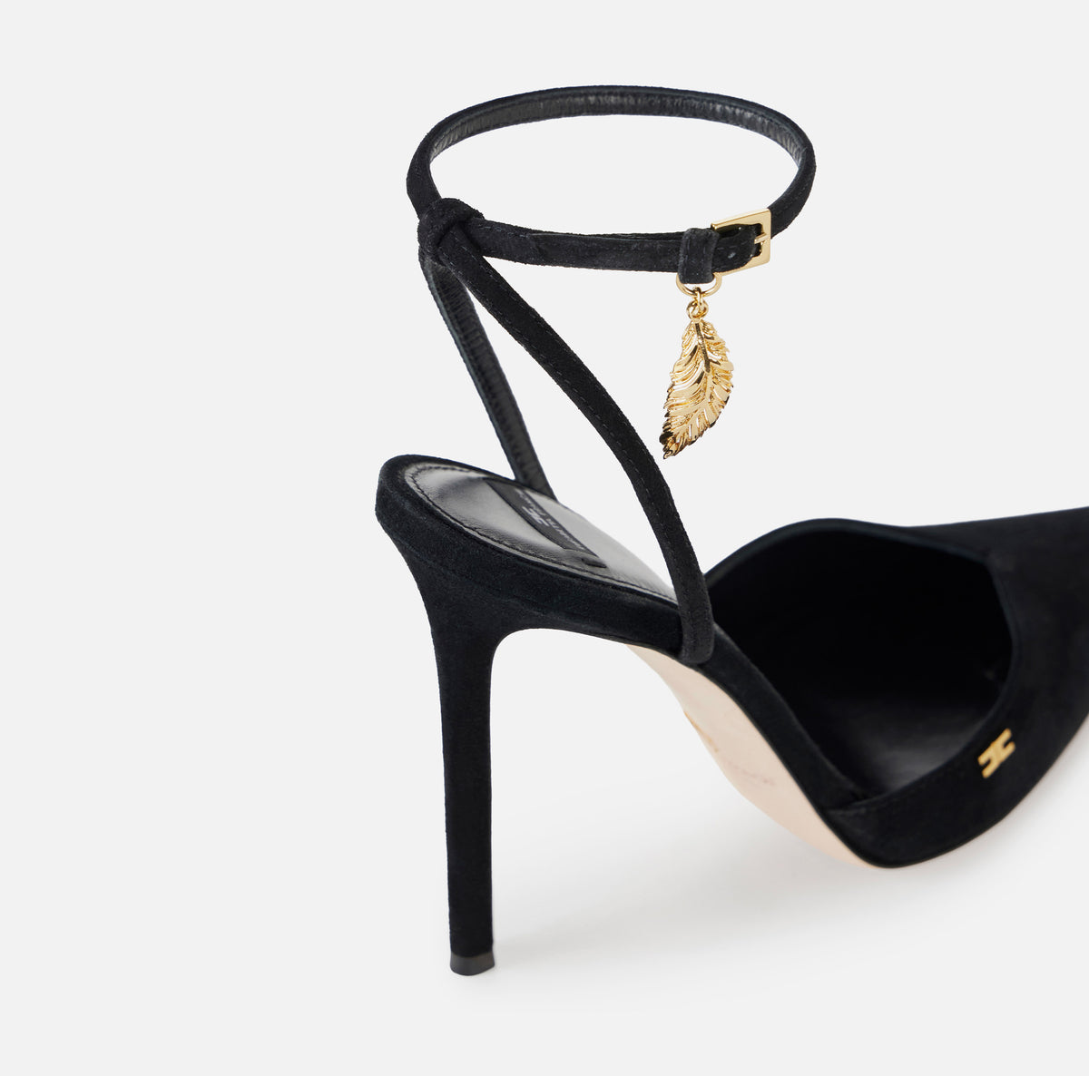 ELISABETTA FRANCHI Sandalo Suede Piuma-Nero