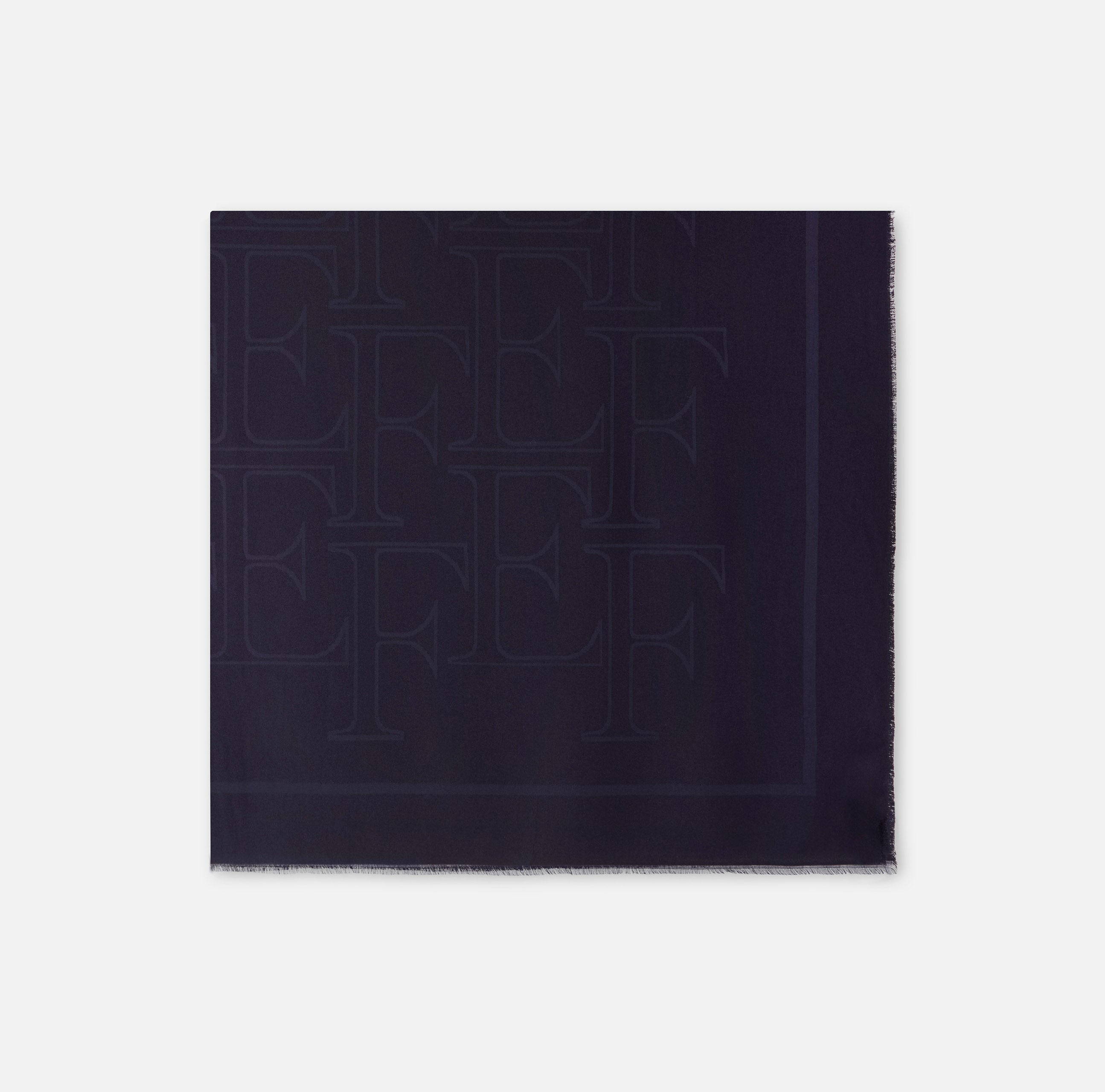 ELISABETTA FRANCHI Sciarpa Viscosa Modal Logo-Blu Notte