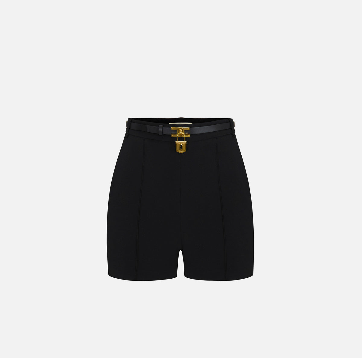 ELISABETTA FRANCHI Shorts crêpe Cintura Lucchetto-Nero