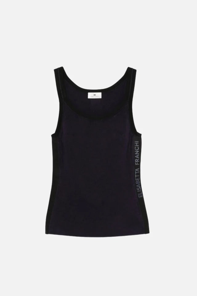 ELISABETTA FRANCHI Canotta Costine Banda Logo-Blu/Nero