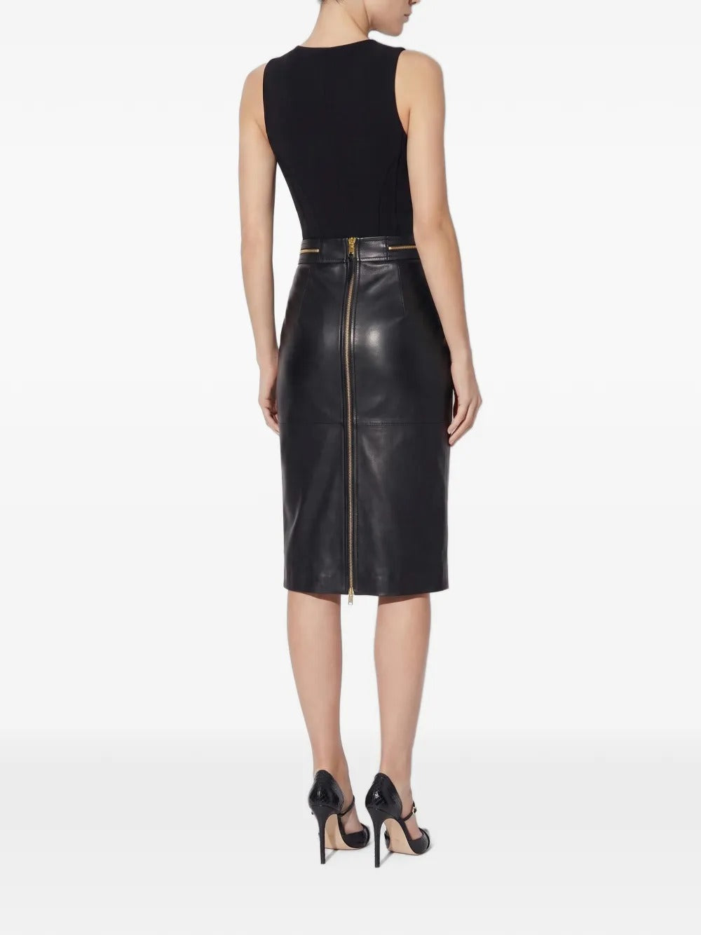 ELISABETTA FRANCHI Top Tessuto Tecnico Zip-Nero