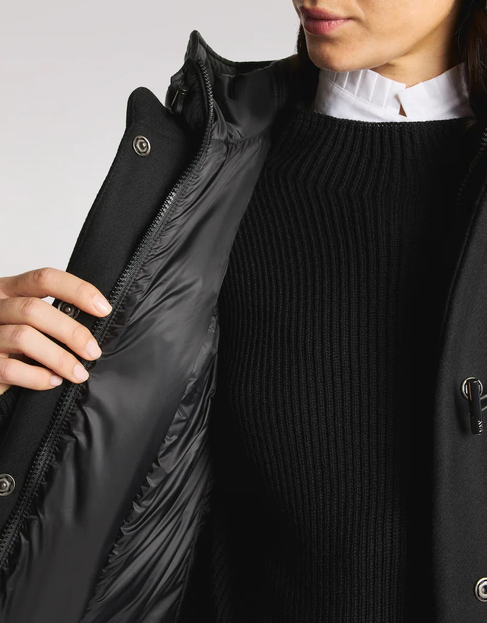 FAY Cappotto Donna TOGGLE COAT Panno Lana Cashmere-Nero