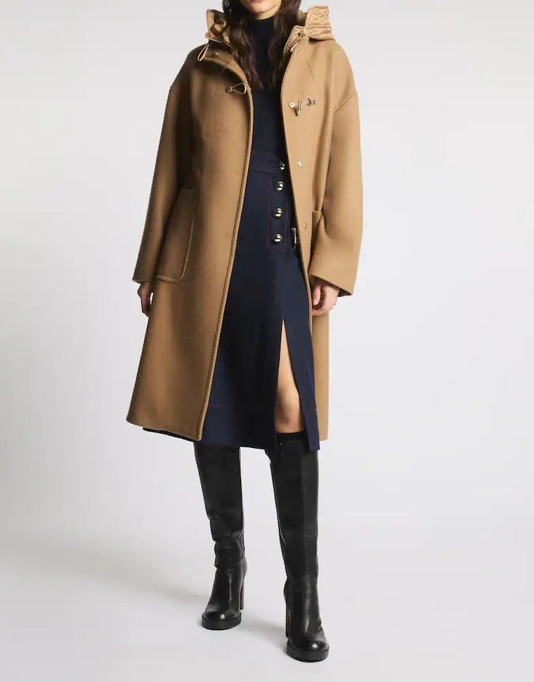 FAY Cappotto DOnna TOGGLE COAT Midi Panno Lana Cashmere-Corda