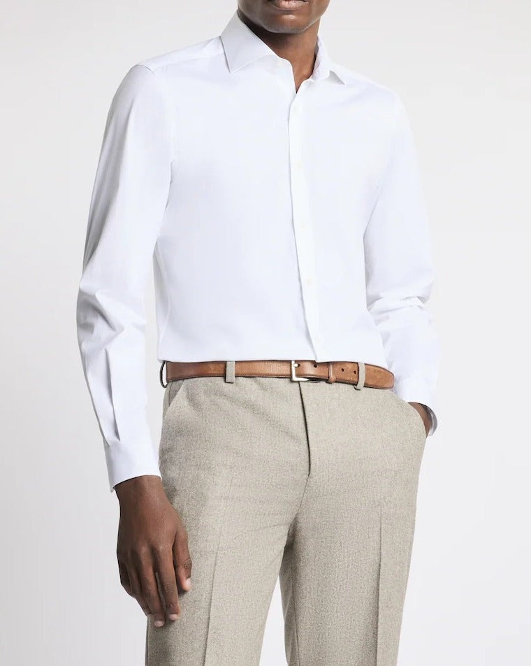 FAY Camicia Uomo Popeline Stretch-Bianco