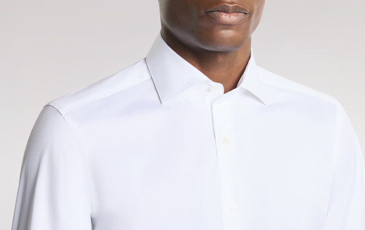 FAY Camicia Uomo Popeline Stretch-Bianco