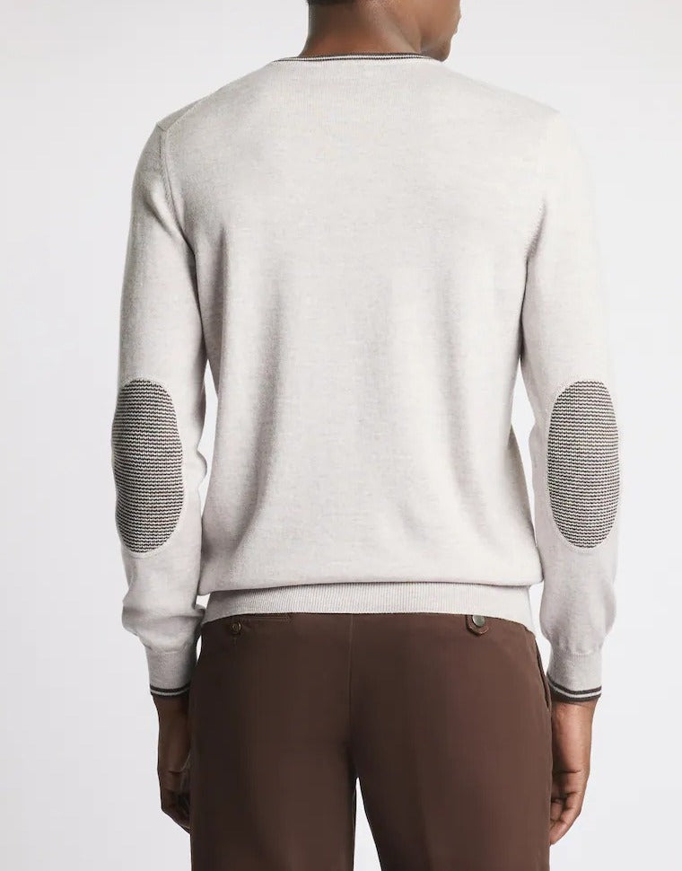 FAY Maglia Girocollo Uomo Lana Toppe-Cemento