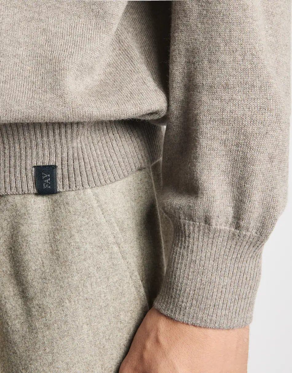 FAY Maglia Girocollo Uomo Lana Merino-Kaki