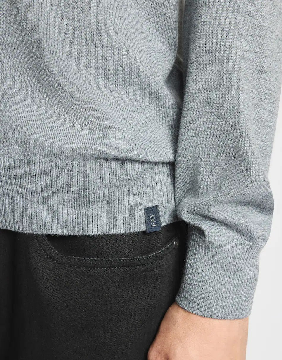FAY Maglia Dolcevita Uomo Lana Merino-Grigio