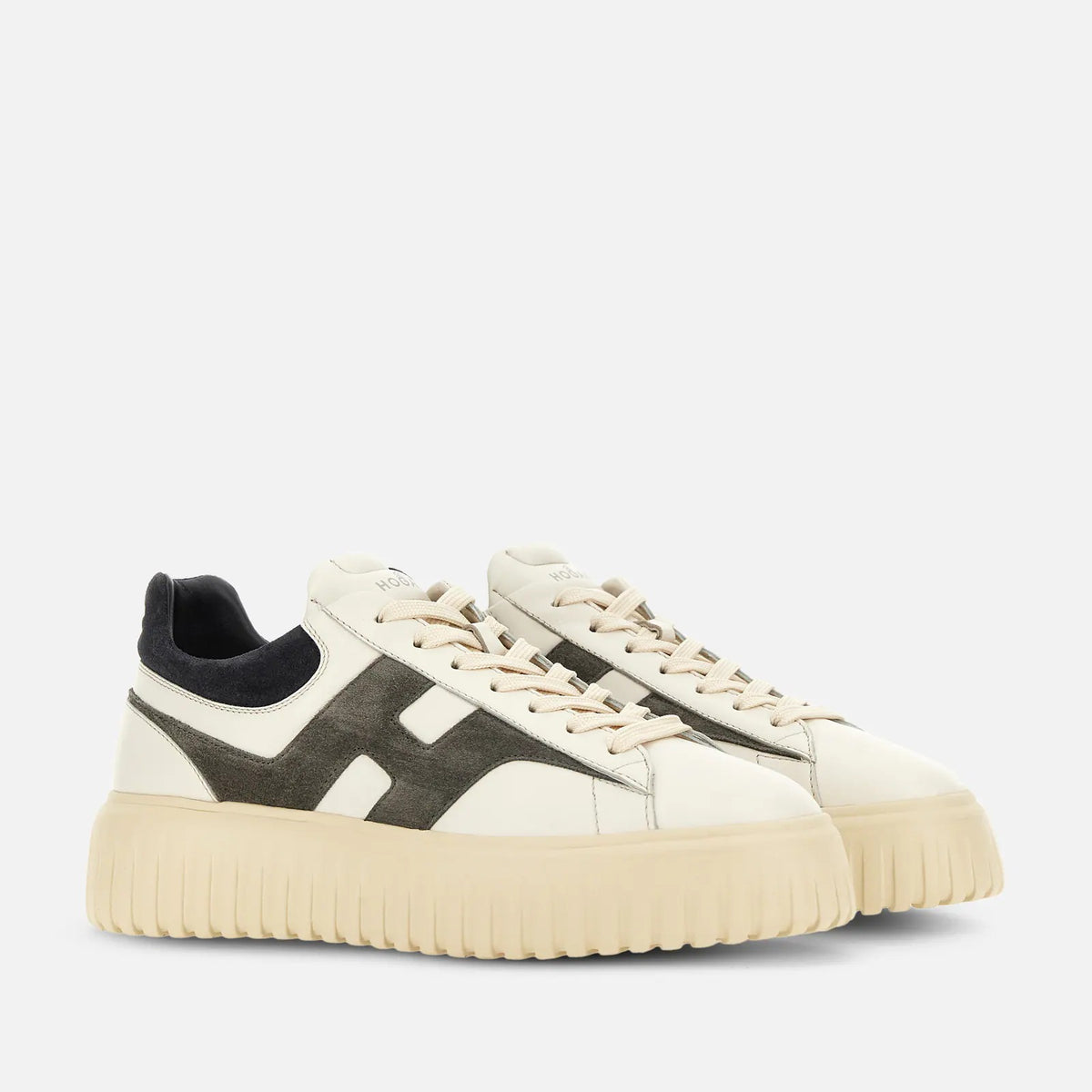 HOGAN Sneaker Uomo H-Stripes-Avorio/Grigio/Blu