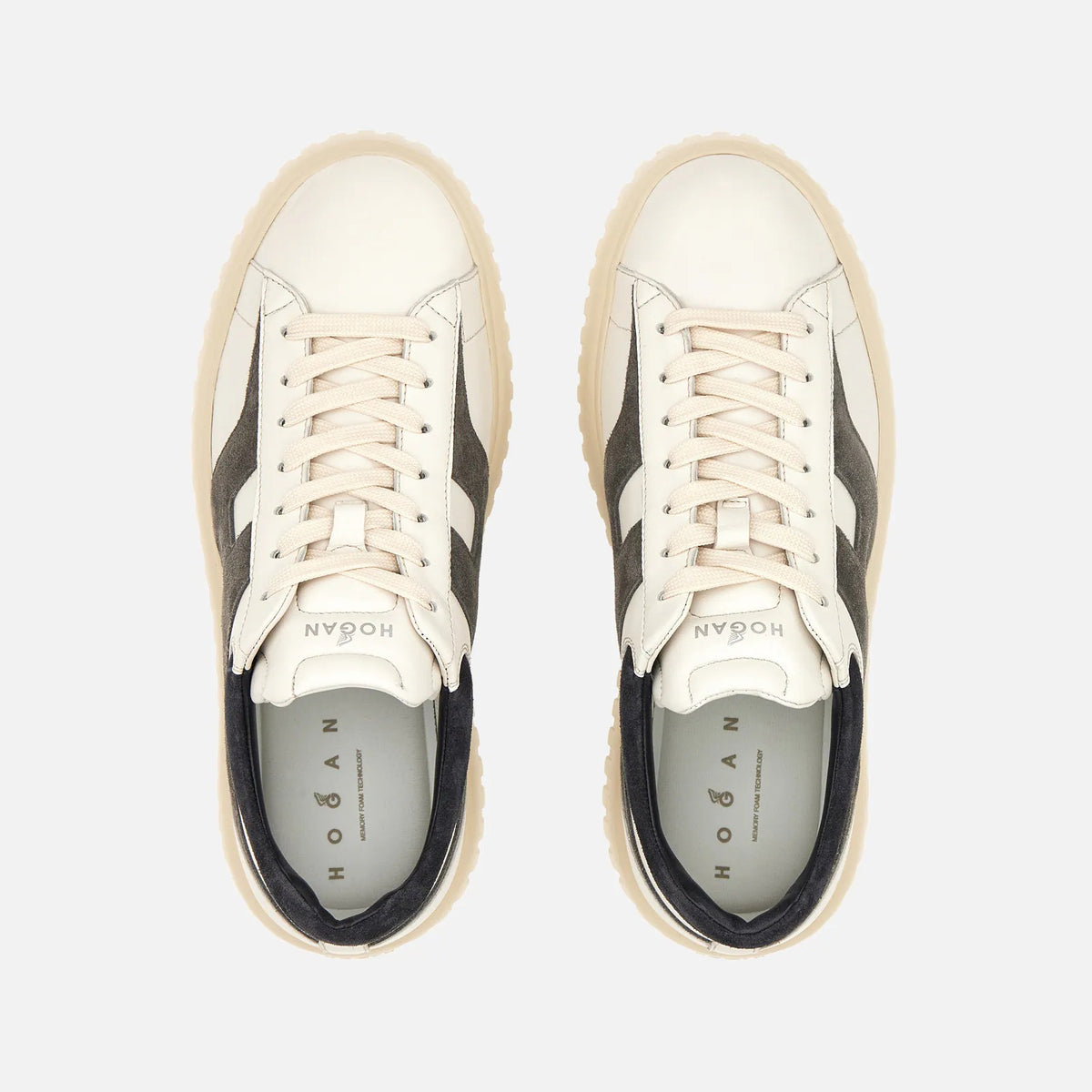 HOGAN Sneaker Uomo H-Stripes-Avorio/Grigio/Blu