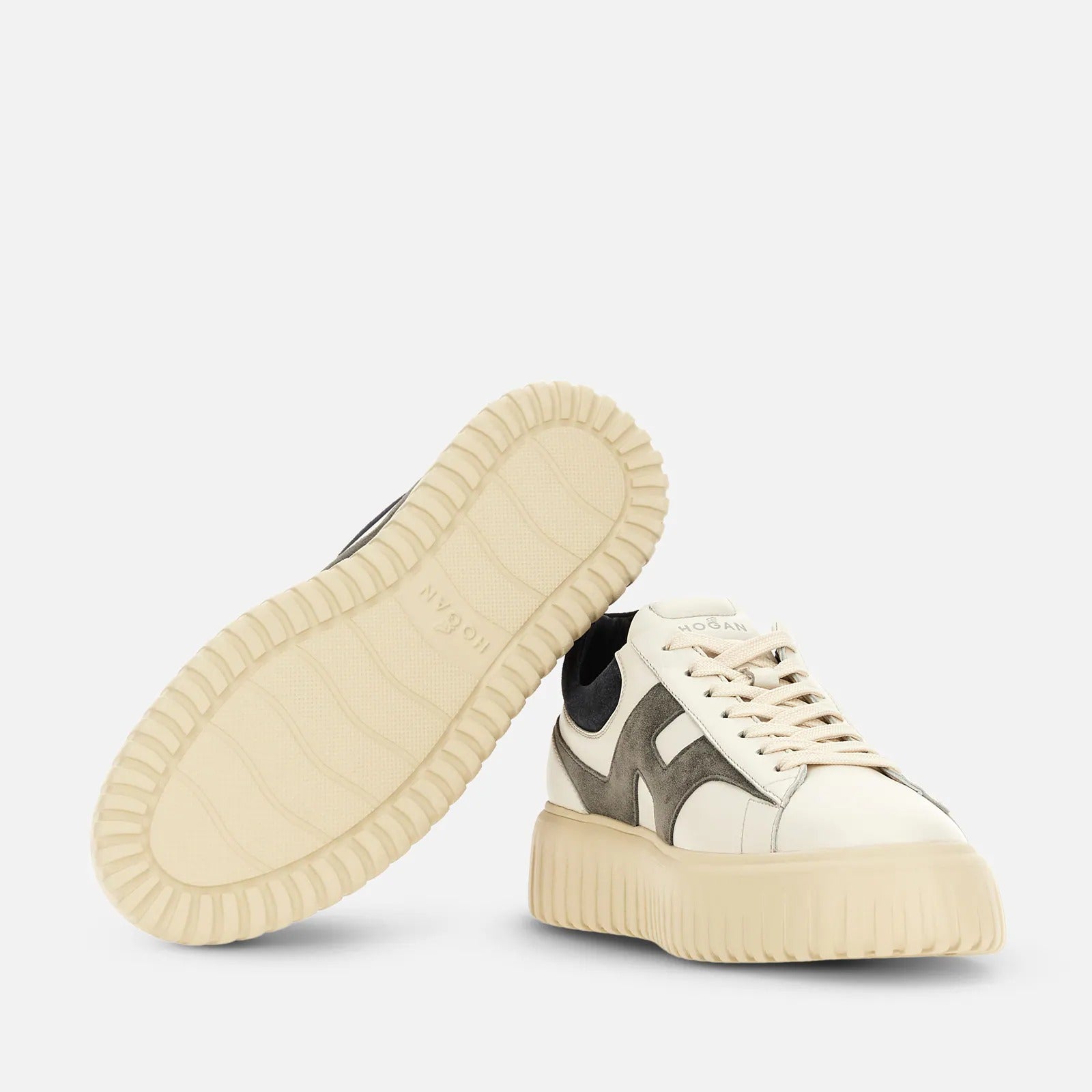 HOGAN Sneaker Uomo H-Stripes-Avorio/Grigio/Blu