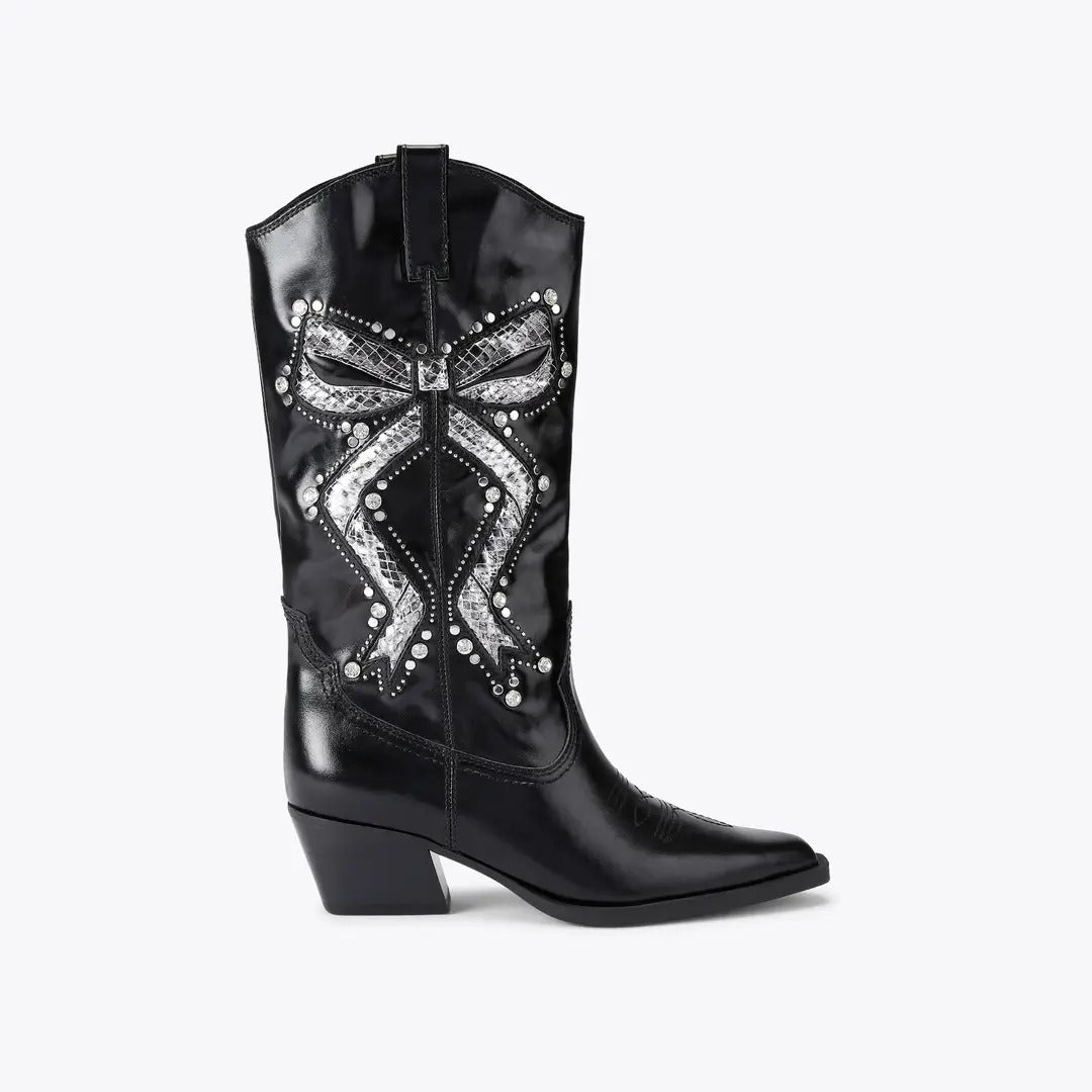 KURT GEIGER Stivale Texano Donna RODEO BOW COWBOY-Black